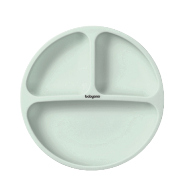 BABY ONO Talíř silikonový s přísavkou - sage 6m+