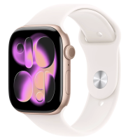 APPLE Apple Watch 11 GPS + Cellular 42mm Rose Gold Aluminium Case with Light Blush Sport Band - M/L