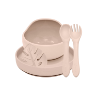 PETITE&MARS Set jídelní silikonový TAKE&MATCH, Desert Sand 6m+, 4 ks