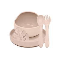 PETITE&MARS Set jídelní silikonový TAKE&MATCH, Desert Sand 6m+, 4 ks