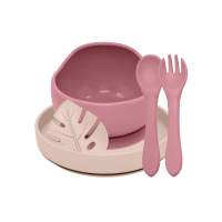 PETITE&MARS Set jídelní silikonový TAKE&MATCH, Dusty Rose - Desert Sand 6m+, 4 ks