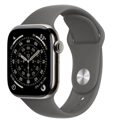 APPLE Apple Watch 11 GPS + Cellular 42mm Natural Titanium Case with Stone Grey Sport Band - M/L