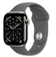 APPLE Apple Watch 11 GPS + Cellular 42mm Natural Titanium Case with Stone Grey Sport Band - M/L