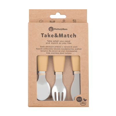 PETITE&MARS Sada příborů s nerezové oceli Take&Match Intense Ochre 12m+