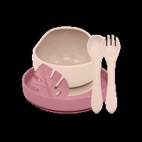 PETITE&MARS Set jídelní silikonový TAKE&MATCH Desert Sand - Dusty Rose 6m+ 4 ks