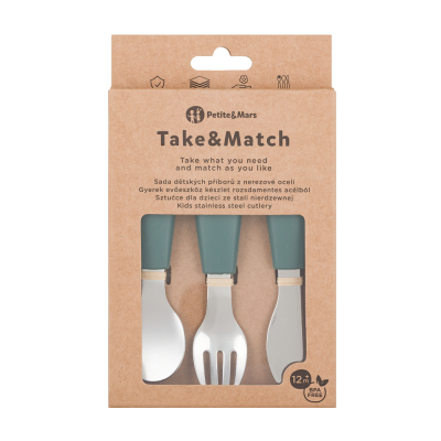 PETITE&MARS Sada příborů s nerezové oceli Take&Match Misty Green 12m+