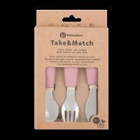 PETITE&MARS Sada příborů s nerezové oceli Take&Match Dusty Rose 12m+