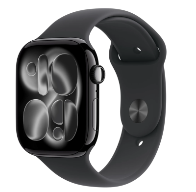 APPLE Watch 11 GPS 42mm klavírně černý hliník - černý sportovní řemínek - S/M