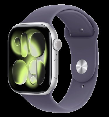 APPLE Watch 11 GPS 46mm Silver Aluminium Case with Purple Fog Sport Band - S/M