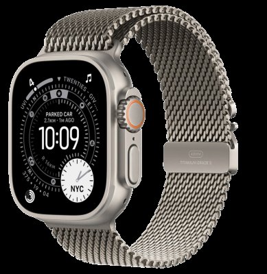 APPLE Watch Ultra 3 GPS + Cellular 49mm přírodní titan - přírodní titanový milánský tah - S