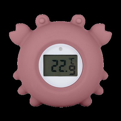 PETITE&MARS Teploměr silikonový digitální do vody Crab Caleb Dusty Rose 0m+