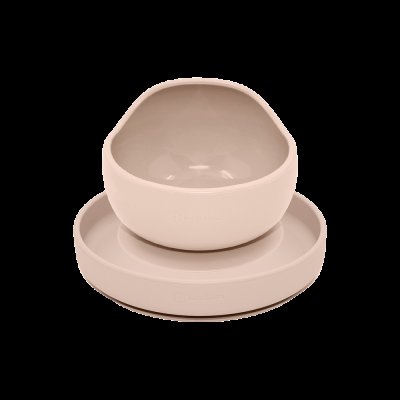 PETITE&MARS Set jídelní silikonový TAKE&MATCH talíř + miska Desert Sand 6m+ 2 ks