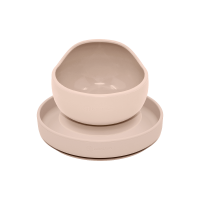 PETITE&MARS Set jídelní silikonový TAKE&MATCH talíř + miska Desert Sand 6m+ 2 ks