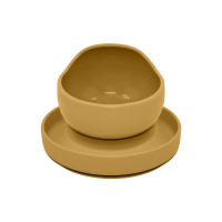 PETITE&MARS Set jídelní silikonový TAKE&MATCH talíř + miska Intense Ochre 6m+ 2 ks