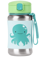 SKIP HOP Spark Style Láhev s brčkem na vodu nerez Chobotnice 12m+ 350 ml