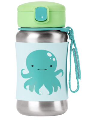 SKIP HOP Spark Style Láhev s brčkem na vodu nerez Chobotnice 12m+ 350 ml