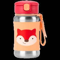 SKIP HOP Spark Style Láhev s brčkem na vodu nerez Liška 12m+ 350 ml