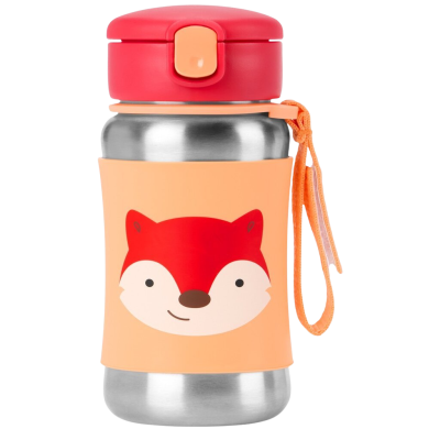 SKIP HOP Spark Style Láhev s brčkem na vodu nerez Liška 12m+ 350 ml