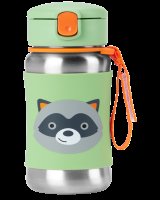 SKIP HOP Spark Style Láhev s brčkem na vodu nerez Medvídek mýval 12m+ 350 ml