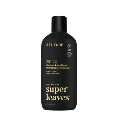 ATTITUDE Pánský šampon a kondicionér pro objem 2v1 Super leaves Amber a Citrus 415 ml