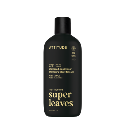 ATTITUDE Pánský šampon a kondicionér pro objem 2v1 Super leaves Amber a Citrus 415 ml