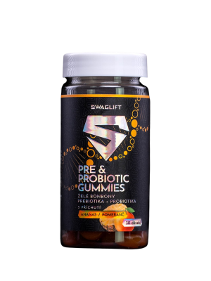 SWAGLIFT PRE & PROBIOTIC GUMMIES s příchutí ananasu a pomeranče 60 ks