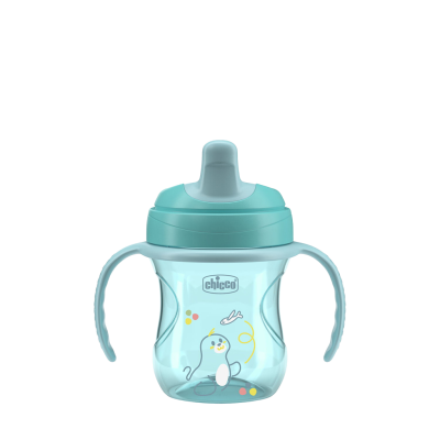 CHICCO Hrneček Training s držadly teal, 6m+ 200 ml