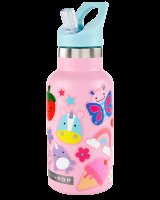 SKIP HOP Láhev s nálepkami se slámkovým náústkem nerezová ružová 4r+, 380 ml SKIP HOP Láhev s nálepkami se slámkovým náústkem nerezová ružová 4r+, 380 ml