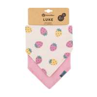 PETITE&MARS Bryndák bandana Luke Beige Strawberies&Dusty Rose 3m+, 2 ks