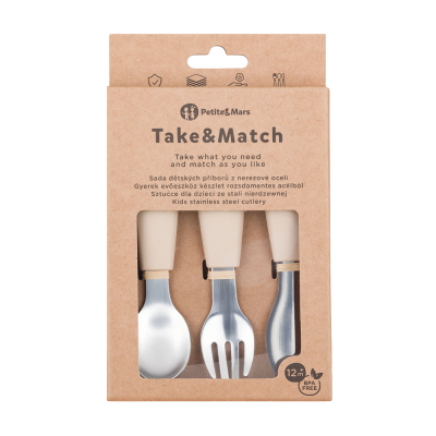 PETITE&MARS Sada příborů s nerezové oceli Take&Match Desert Sand 12m+