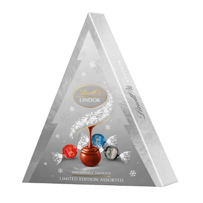 LINDT LINDOR Vánoční Stromeček Stříbrný Mix 125 g