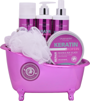 VIVACO Dárkové balení Keratin šampon + vlasová voda + balzám na vlasy + vlasová maska + dárek