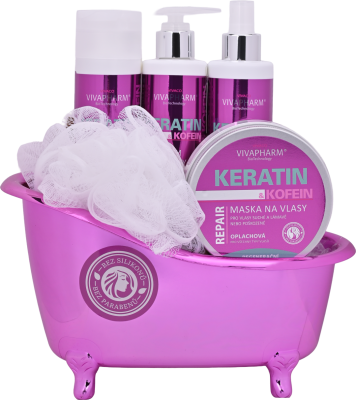 VIVACO Dárkové balení Keratin šampon + vlasová voda + balzám na vlasy + vlasová maska + dárek