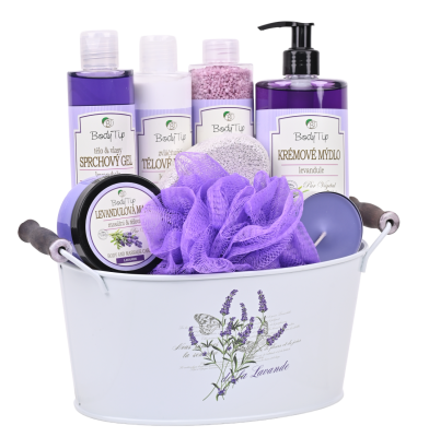 VIVACO BTL2004 Dárkové balení levandule - sprchový gel + mýdlo na ruce + tělové mléko + mast + sůl + 3x dárek