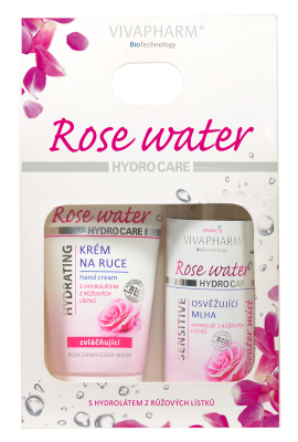 VIVACO Dárková kazeta rose water - krém na ruce 75ml + mlha na obličej 100ml