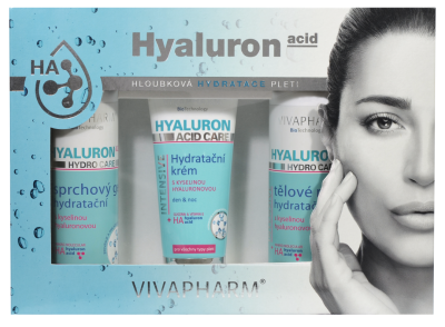 VIVAPHARM Dárková kazeta Hyaluron - tělové mléko 200ml + sprchový gel 200ml + pleťový krém tuba 100ml