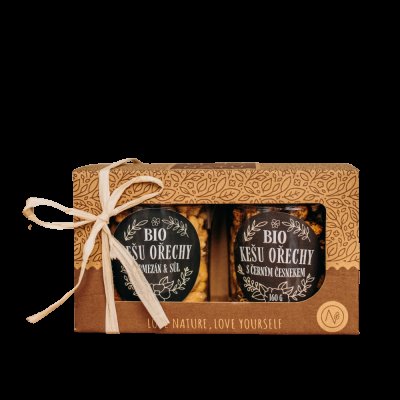 NATU Dárkový set BIO kešu ořechů deluxe II., 2 x 160 g