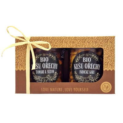 NATU Dárkový set BIO kešu ořechů deluxe I., 2 x 160 g