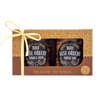 NATU Dárkový set BIO kešu ořechů deluxe I., 2 x 160 g