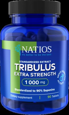 NATIOS Tribulus Extract, 90% saponins, 1000 mg, Extra Strength 90 kapslí