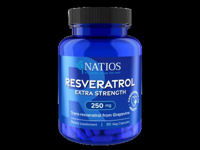 NATIOS Resveratrol, Extra Strength, 250 mg, 90 kapslí