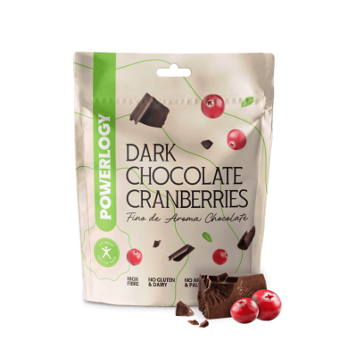 POWERLOGY Dark Chocolate Cranberries 100 g