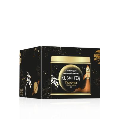 KUSMI TEA Sypaný černý vánoční čaj Tsarevna Bio, kovová dóza, 120 g
