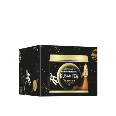 KUSMI TEA Sypaný černý vánoční čaj Tsarevna Bio, kovová dóza, 120 g