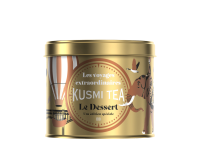KUSMI TEA Sypaný Vánoční zelený čaj Le Dessert Bio, kovová dóza, 90 g