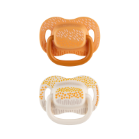 CANPOL BABIES Set symetrických silikonových dudlíků Mountains 0-6m, žlutý 2 ks