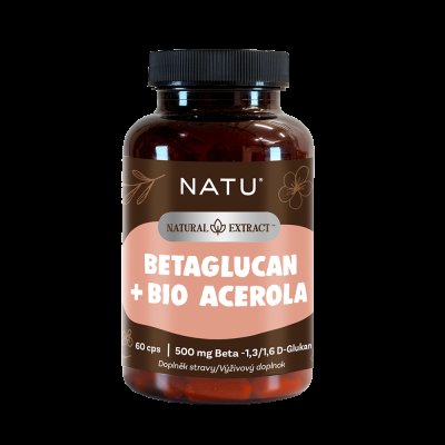 NATU Natural Extract, BetaGlukan 500 mg s BIO acerolou 60 kapslí