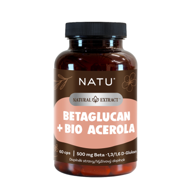 NATU Natural Extract, BetaGlukan 500 mg s BIO acerolou 60 kapslí