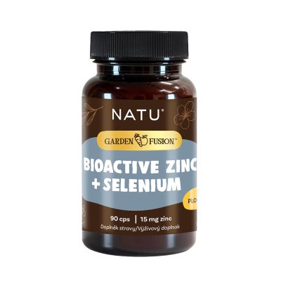 NATU Garden Fusion, Bioaktivní zinek 15 mg, selen, extrakt ze zeleného čaje 90 kapslí