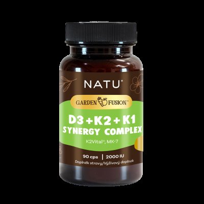 NATU Garden Fusion, Vitamin D3+K2+K1 Synergy Complex 2000 IU, 90 kapslí